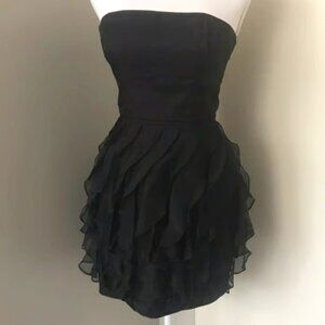 NWT! Rachel Zoe Strapless 100% Silk Black Ruffle Dress (Size 8)
